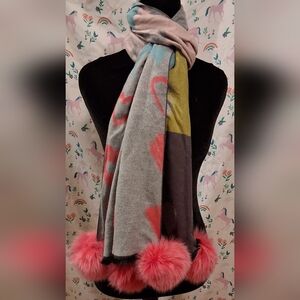 NWOT Ooh La La Melanie Pink Colorblock Fox Fur Reversible Quiet Luxury Scarf